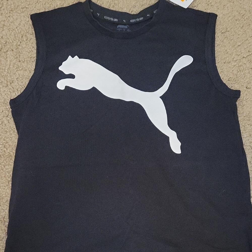Puma Black and White Tank Top with Iconic Logo